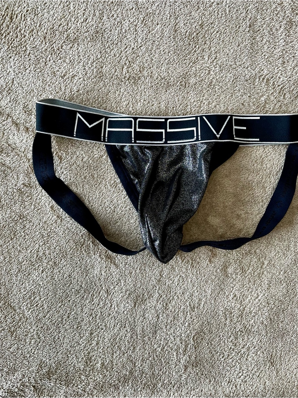 Andrew Christian Black Shimmer Jockstrap with MASSIVE Waistband